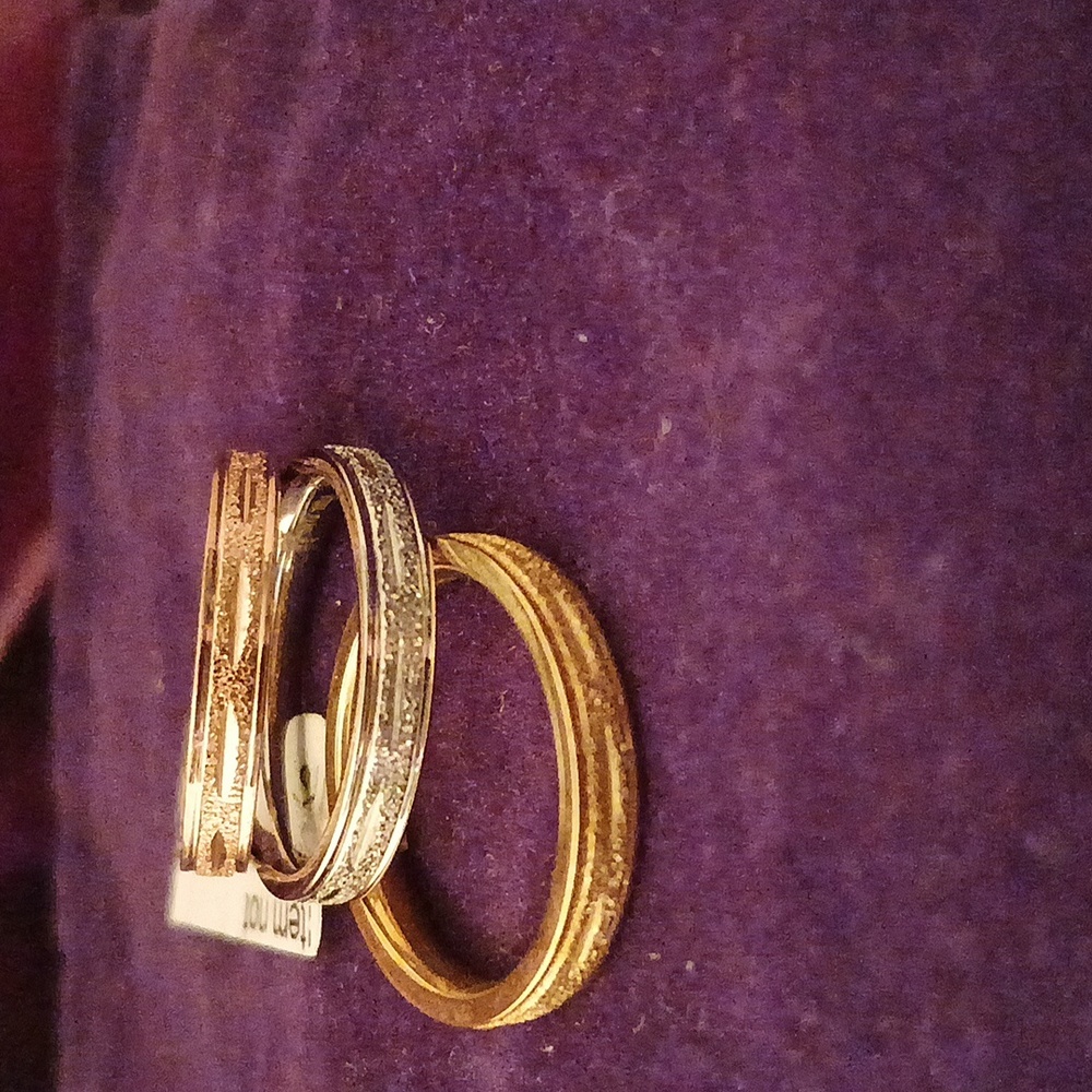 2163452-3.  Set of 3 - Diamond Cut Stainless Steel Ring